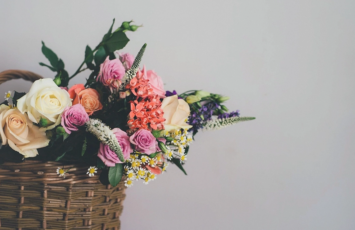 Delicate pastel bouquet with sweet peas